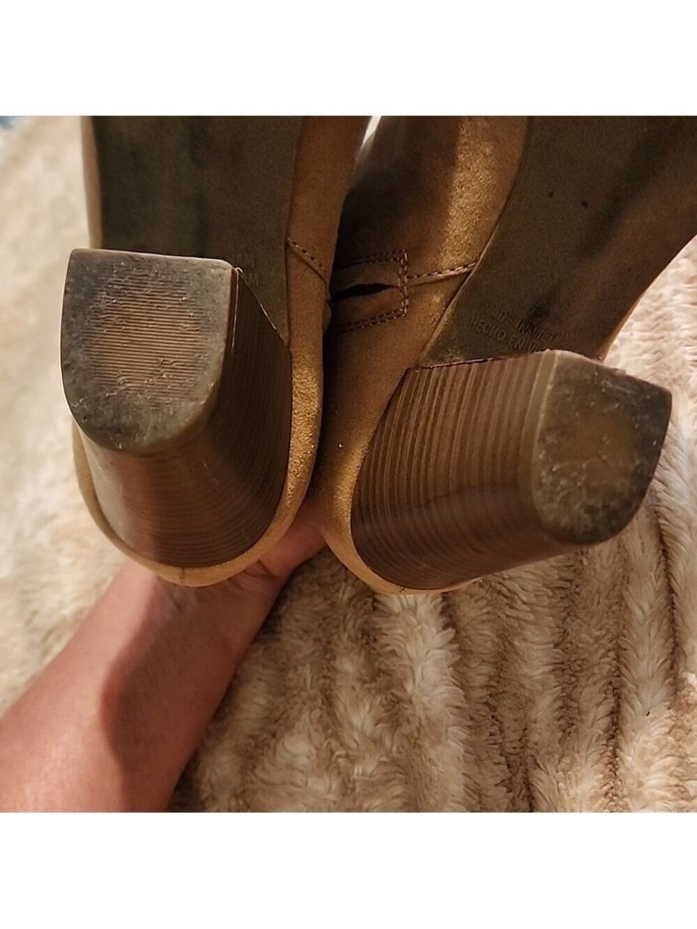 Old Navy Boots Womens 10 Ankle Booties Block Heels Comfort Brown Suede Side Zip. - Picture 3 of 5